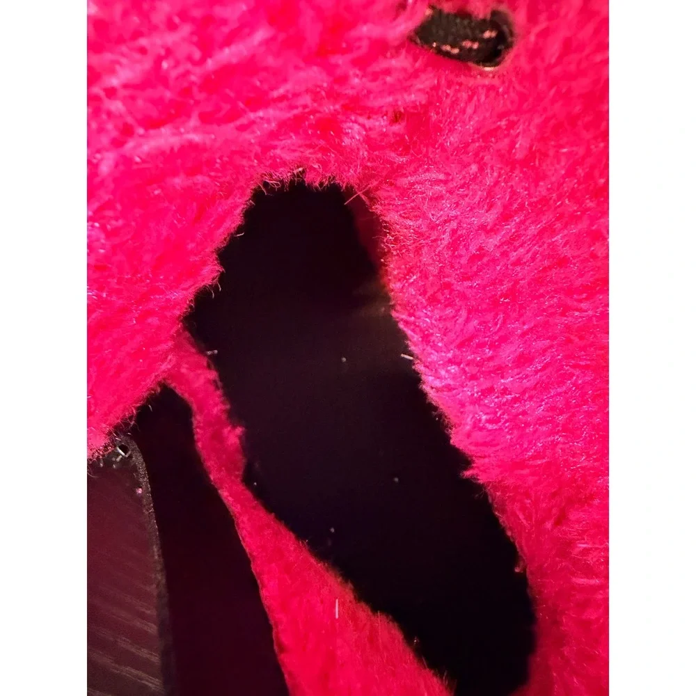 Dr. Martens 1460 Pascal J Kids Hot Pink Faux Fur Lace Up Zip Boots Size 3 US